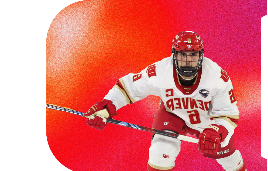 hockey player overlaid on red background